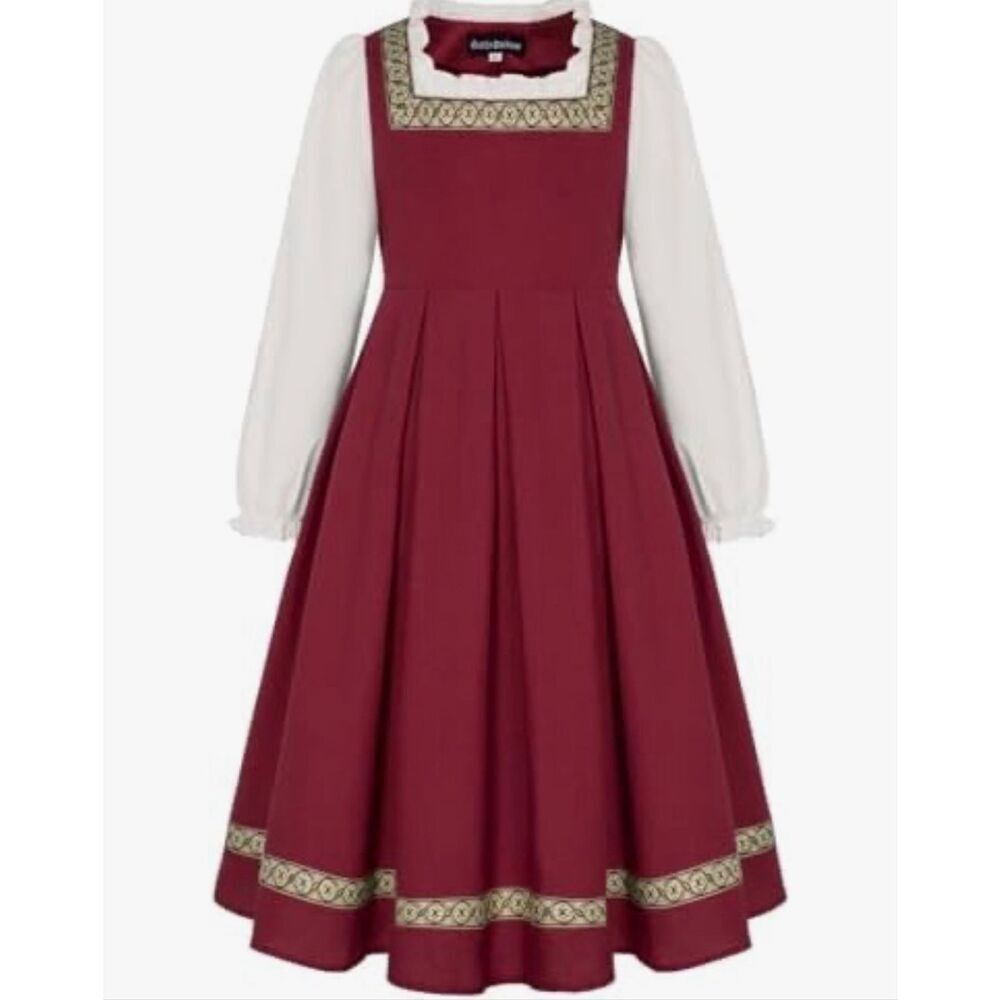 NWT Scarlet Darkness Medieval Princess Long Sleeve Ruffle Trim Dress Girl's 8Y